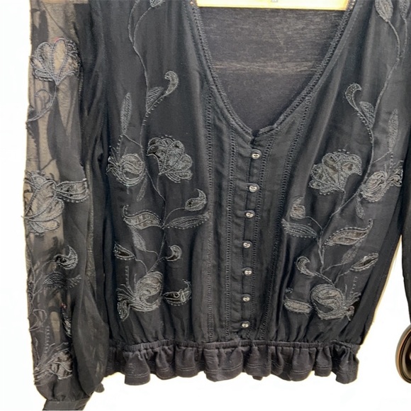 Anthropologie Black Embroidery Size M - Picture 7 of 14